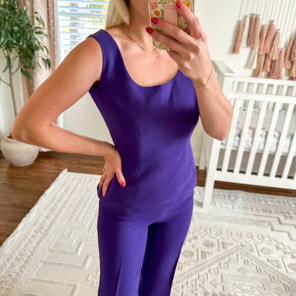 Reinaldo Lourenco Sleeveless Top + Dress Pant Set Purple - Picture 3 of 6